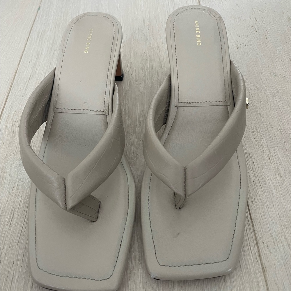 ANINE BING genuine leather sandal  ( 2 “ heel)with Monogram side . NEW